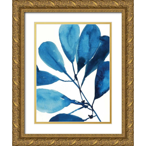 Sapphire Stems II Gold Ornate Wood Framed Art Print with Double Matting by Jensen, Asia