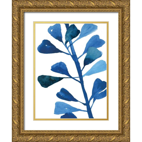 Sapphire Stems V Gold Ornate Wood Framed Art Print with Double Matting by Jensen, Asia