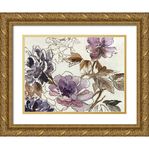 Japanese Garden II Plum Version Gold Ornate Wood Framed Art Print with Double Matting by Jensen, Asia