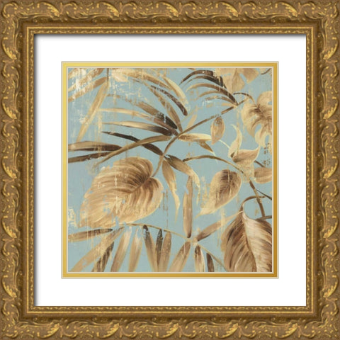 Gold Palms II Gold Ornate Wood Framed Art Print with Double Matting by Jensen, Asia