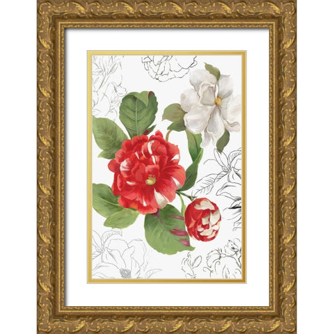 Florecer I Gold Ornate Wood Framed Art Print with Double Matting by Jensen, Asia