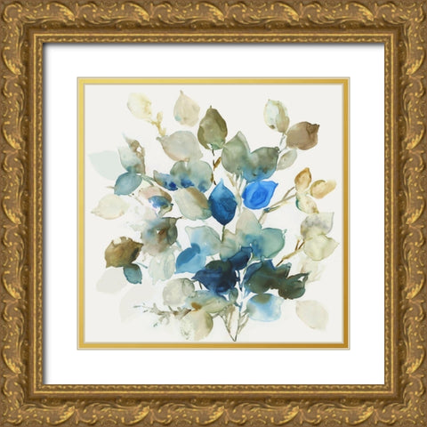 Blue Leaves II  Gold Ornate Wood Framed Art Print with Double Matting by Jensen, Asia