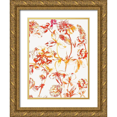 Orange Bloom III Gold Ornate Wood Framed Art Print with Double Matting by Jensen, Asia