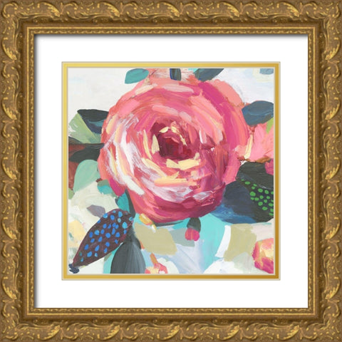 A Red Flower I Gold Ornate Wood Framed Art Print with Double Matting by Jensen, Asia