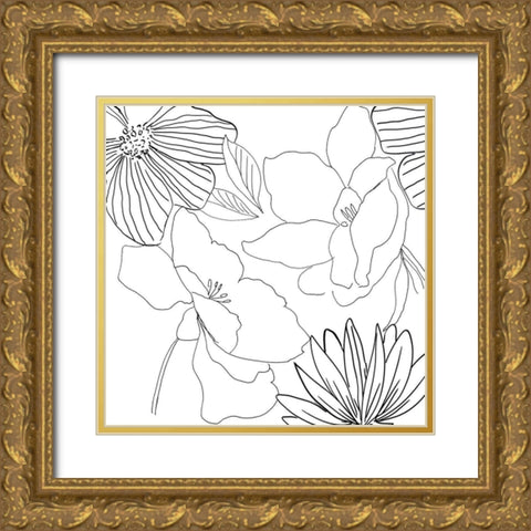 Delicate Lines Gold Ornate Wood Framed Art Print with Double Matting by Jensen, Asia