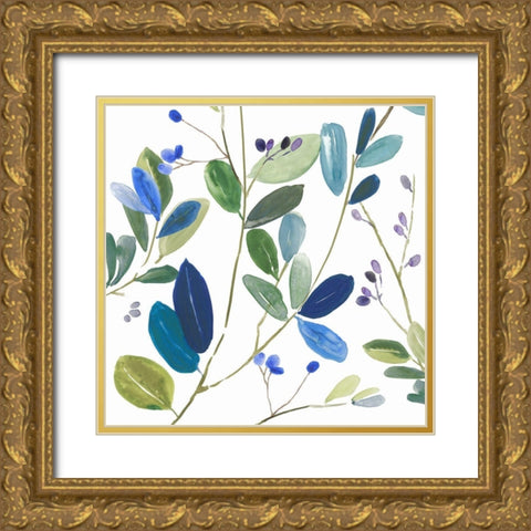 Blue Accents II Gold Ornate Wood Framed Art Print with Double Matting by Jensen, Asia
