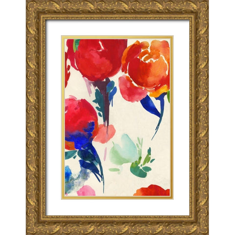 Fresh Spring Florals I  Gold Ornate Wood Framed Art Print with Double Matting by Jensen, Asia