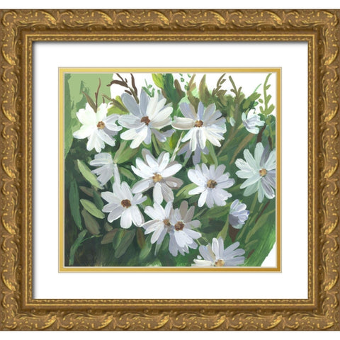Daisy Field Gold Ornate Wood Framed Art Print with Double Matting by Jensen, Asia