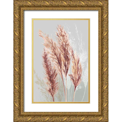 Blushing Pomp Grass II Gold Ornate Wood Framed Art Print with Double Matting by Jensen, Asia
