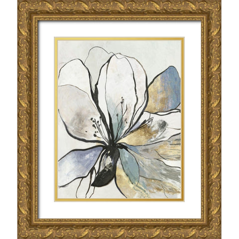 Outlined Floral II Gold Ornate Wood Framed Art Print with Double Matting by Jensen, Asia