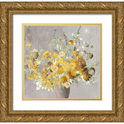 Summer Yellow Bouqet Gold Ornate Wood Framed Art Print with Double Matting by Jensen, Asia