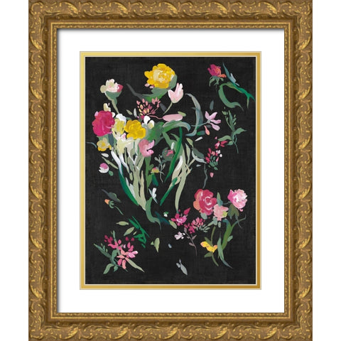 Midnight Blooming Botanicals II Gold Ornate Wood Framed Art Print with Double Matting by Jensen, Asia