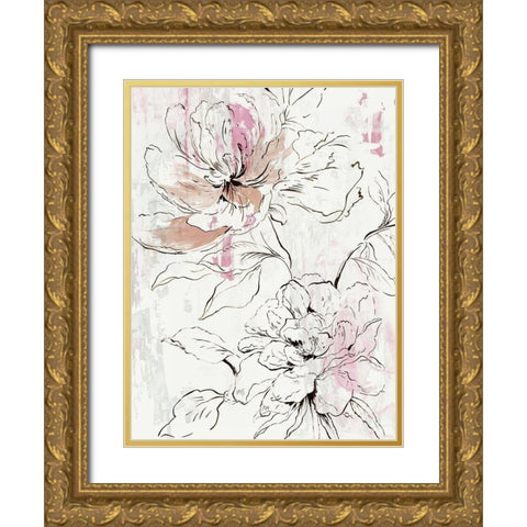 Pink Peony Blossom II Gold Ornate Wood Framed Art Print with Double Matting by Jensen, Asia