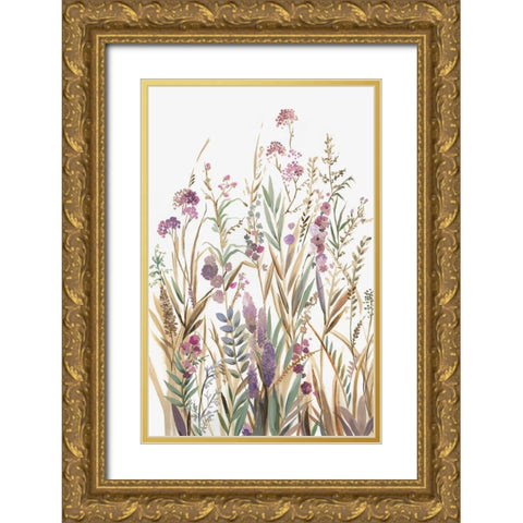 Fields of Wild Pink I  Gold Ornate Wood Framed Art Print with Double Matting by Jensen, Asia