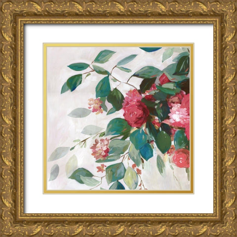 Red Florals I  Gold Ornate Wood Framed Art Print with Double Matting by Jensen, Asia