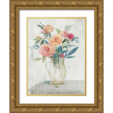 Fresh Roses II Gold Ornate Wood Framed Art Print with Double Matting by Jensen, Asia