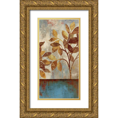 Bronze Leaves I Gold Ornate Wood Framed Art Print with Double Matting by Jensen, Asia