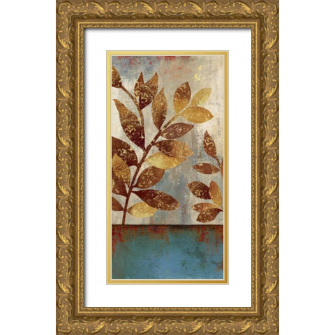 Bronze leaves II Gold Ornate Wood Framed Art Print with Double Matting by Jensen, Asia