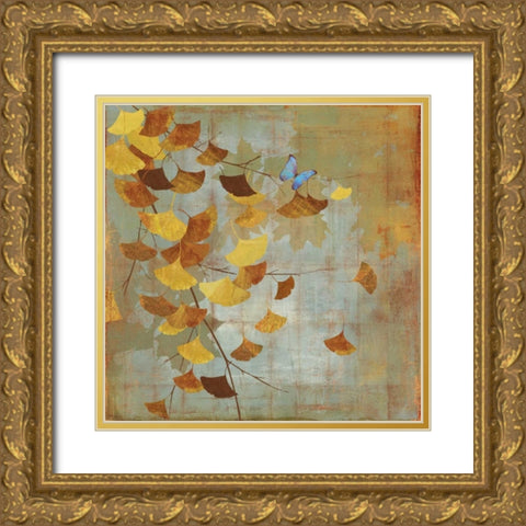 Gingko Branch I Gold Ornate Wood Framed Art Print with Double Matting by Jensen, Asia
