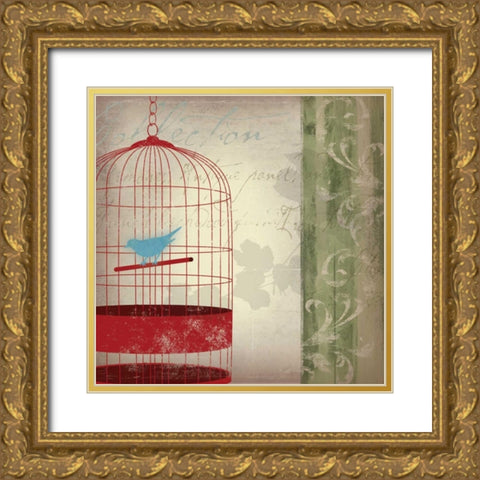 Â  Twitter I Gold Ornate Wood Framed Art Print with Double Matting by Jensen, Asia