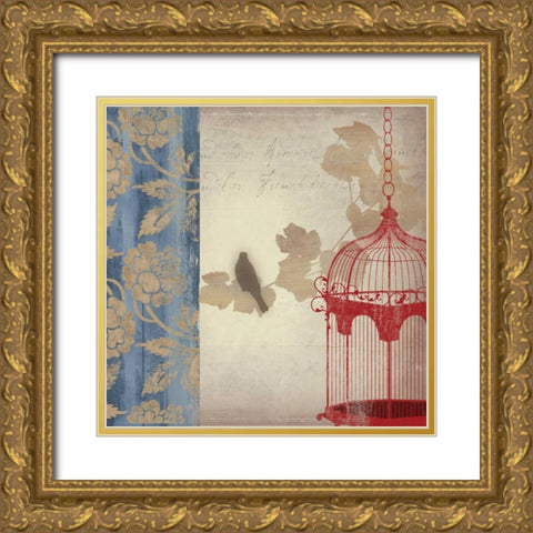 Twitter II - Mini Gold Ornate Wood Framed Art Print with Double Matting by Jensen, Asia
