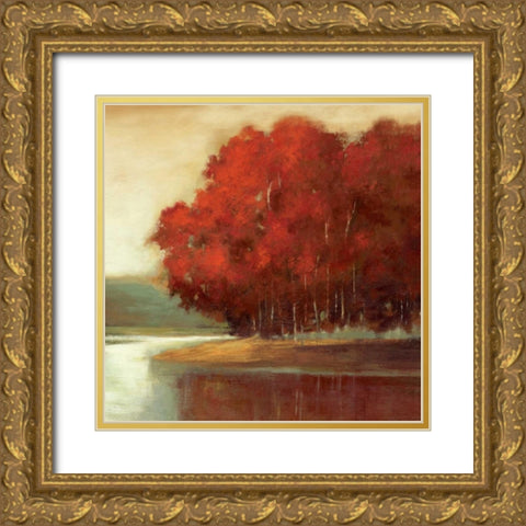 Touch of Red Gold Ornate Wood Framed Art Print with Double Matting by Jensen, Asia