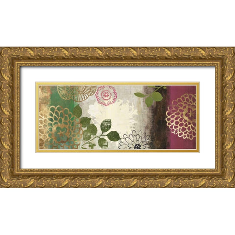 Jacquard I - Mini Gold Ornate Wood Framed Art Print with Double Matting by Jensen, Asia