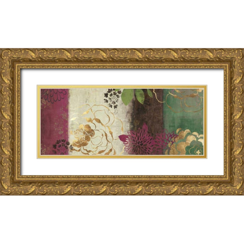 Jacquard II - Mini Gold Ornate Wood Framed Art Print with Double Matting by Jensen, Asia