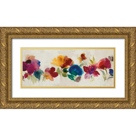 Floral Dance I - Mini Gold Ornate Wood Framed Art Print with Double Matting by Jensen, Asia