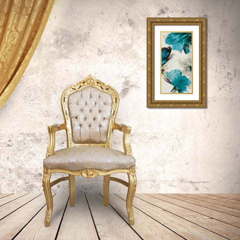 Blue Ribbon Blooms II Gold Ornate Wood Framed Art Print with Double Matting by Jensen, Asia