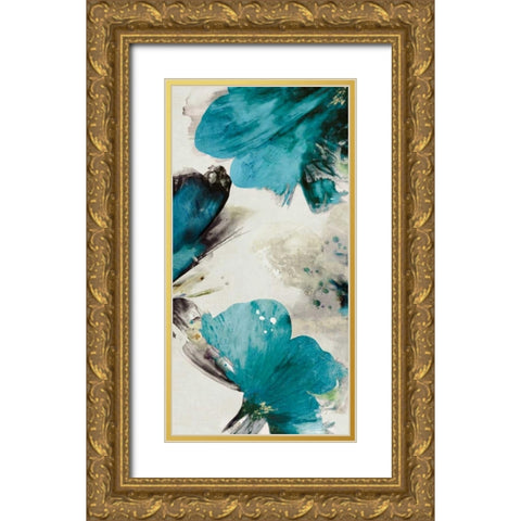 Blue Ribbon Blooms II Gold Ornate Wood Framed Art Print with Double Matting by Jensen, Asia