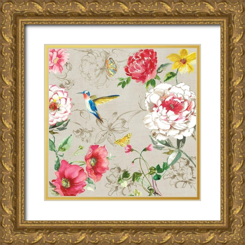 Hummingbird Botanical II Gold Ornate Wood Framed Art Print with Double Matting by Jensen, Asia