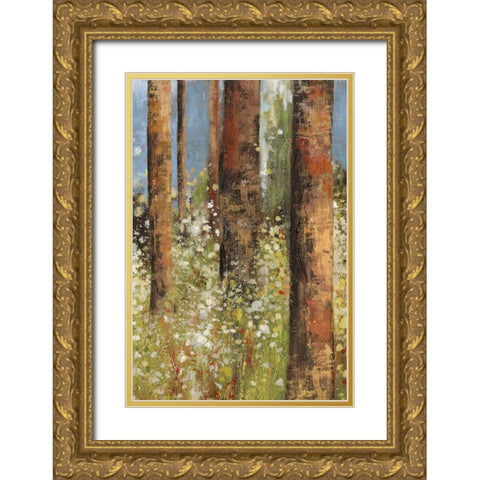 Field of Flowers I - mini Gold Ornate Wood Framed Art Print with Double Matting by Jensen, Asia