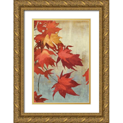 Maple Leaves I - mini Gold Ornate Wood Framed Art Print with Double Matting by Jensen, Asia