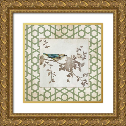 Audubon Tile II - Mini Gold Ornate Wood Framed Art Print with Double Matting by Jensen, Asia