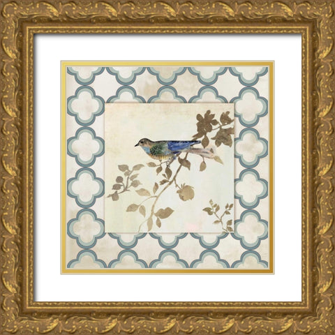 Audubon Tile III - Mini Gold Ornate Wood Framed Art Print with Double Matting by Jensen, Asia
