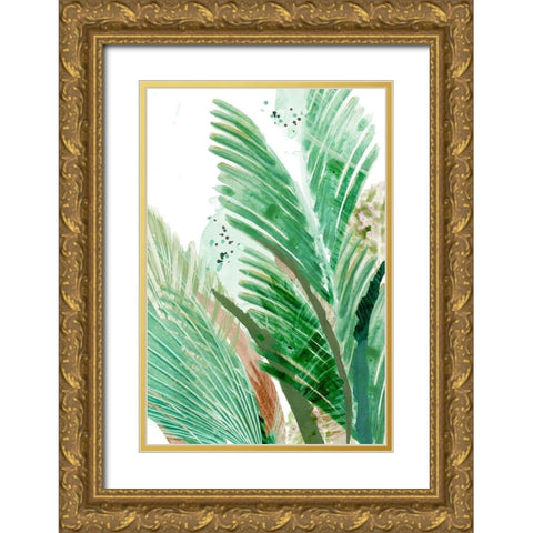 Lush Palm I Gold Ornate Wood Framed Art Print with Double Matting by Kouta, Flora