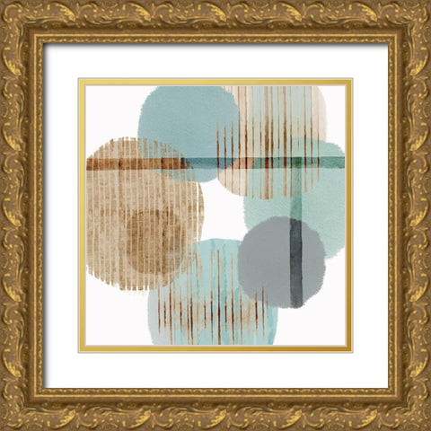 Teal Harmony II Gold Ornate Wood Framed Art Print with Double Matting by Kouta, Flora