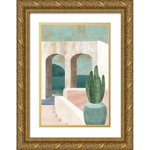 Sunbaked Archway II Gold Ornate Wood Framed Art Print with Double Matting by Kouta, Flora