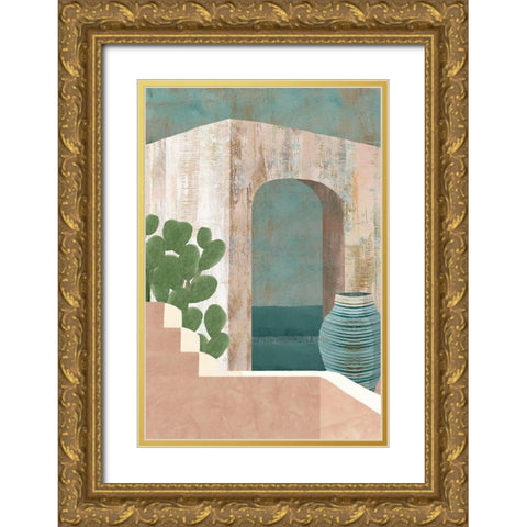 Sunbaked Archway III Gold Ornate Wood Framed Art Print with Double Matting by Kouta, Flora