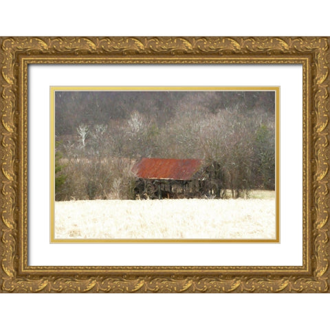 Mingo Barn Gold Ornate Wood Framed Art Print with Double Matting by Curinga, Kim
