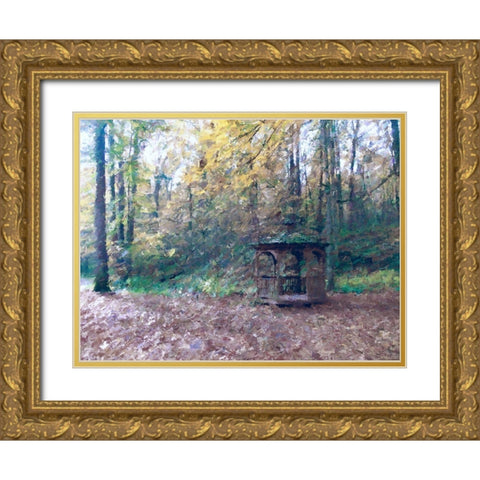 Woodland Gazebo Gold Ornate Wood Framed Art Print with Double Matting by Curinga, Kim
