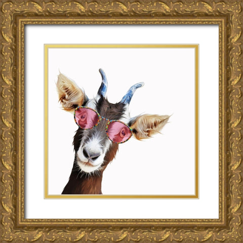 Goofy GoatÂ  Gold Ornate Wood Framed Art Print with Double Matting by Curinga, Kim