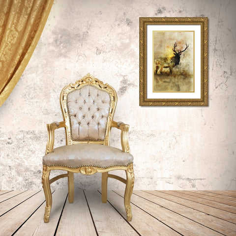 Calm Deer I Gold Ornate Wood Framed Art Print with Double Matting by Roko, Ken
