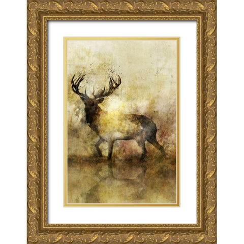 Calm Deer II Gold Ornate Wood Framed Art Print with Double Matting by Roko, Ken