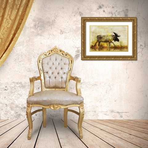 Happy Moose I Gold Ornate Wood Framed Art Print with Double Matting by Roko, Ken