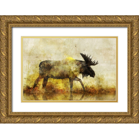 Happy Moose I Gold Ornate Wood Framed Art Print with Double Matting by Roko, Ken