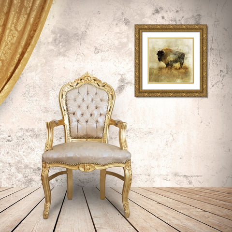 Peaceful Bison II Gold Ornate Wood Framed Art Print with Double Matting by Roko, Ken