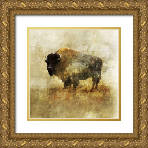 Peaceful Bison II Gold Ornate Wood Framed Art Print with Double Matting by Roko, Ken
