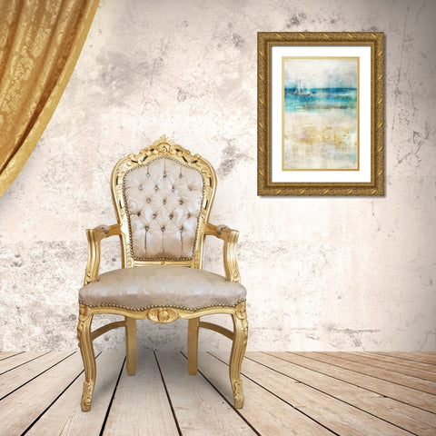 Ocean Blue I Gold Ornate Wood Framed Art Print with Double Matting by Roko, Ken